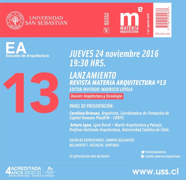 Lanzamiento Revista Materia Arquitectura #13 - Imagen Principal