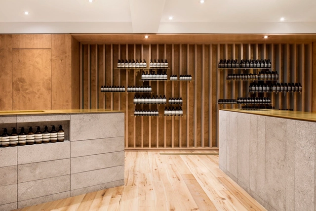 Aesop Mile End /  NatureHumaine - Store, Kitchen, Handrail, Countertop