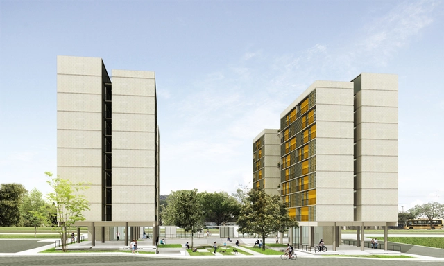 1º Lugar no concurso CODHAB-DF para edifícios de uso misto em Santa Maria/DF - Fachada, Urbano