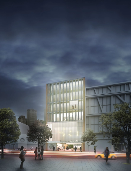 FP Arquitectura, segundo lugar en concurso de nuevo edificio de la Universidad Santo Tomas en Bogotá - Universidad, Fachada, Urbano