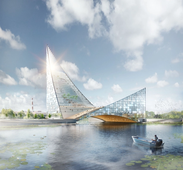 Piarena Designs Sail-Inspired Congress Hall Spanning Over Russian River - Featured Image
