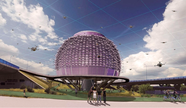Urban Droneport, imaginando la infraestructura necesaria para transportar mercancía en drones - Imagen Principal