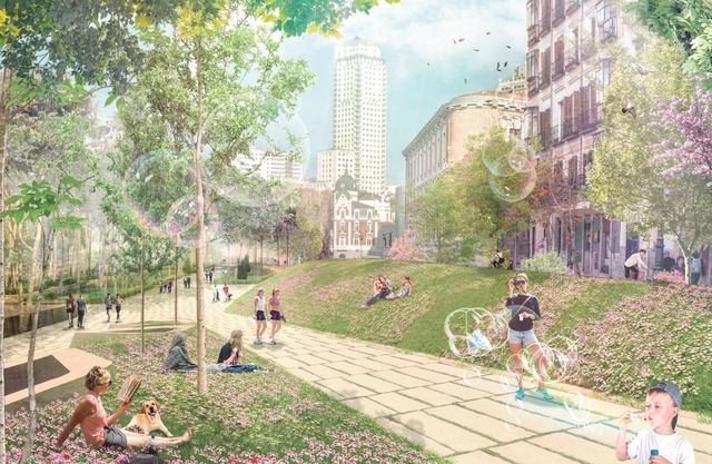 'Welcome mother Nature, good bye Mr Ford', proyecto finalista para remodelar la Plaza de España en Madrid - Imagen Principal