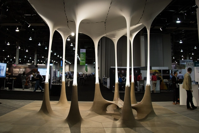 'Pabellón del Diseño Generativo' de Autodesk reproduce procesos de fabricación con piedra y textiles - Imagen Principal