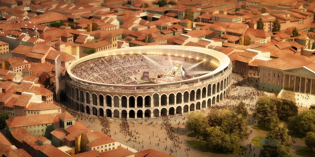 Arquitectos proponen nueva cubierta en concurso de anfiteatro romano en Verona - Imagen Principal