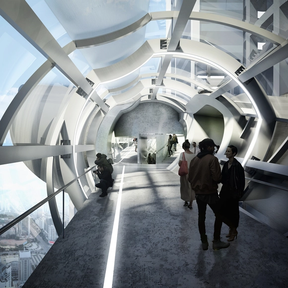 Preliminary Research Office propõe passarela para observação de drones em Shenzhen - Passarela, Arco