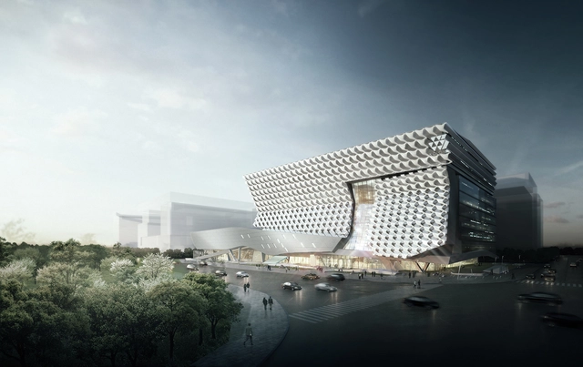 Morphosis propõe fachada de fibra de vidro reforçada para a sede da Kolon em Seul - Imagem de Destaque