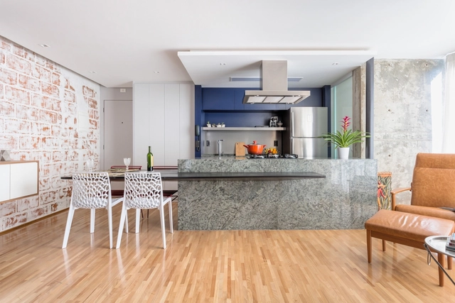 Fiandeiras 75 / Motirõ Arquitetos - Apartamentos, Cozinha, Viga, Fachada, Mesa, Bancada, Cadeira