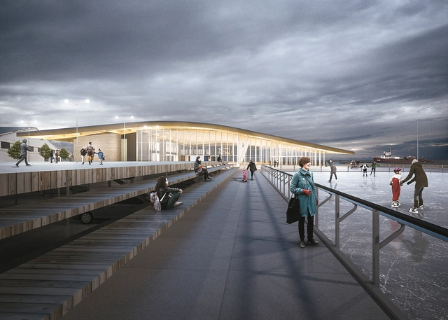 Proposta de Estudio America e Mario do Val no Concurso para o Terminal Internacional de Passageiros de Punta Arenas, Chile  - Cerca, Corrimão