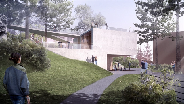 Conoce el primer lugar del nuevo edificio de prácticas musicales de la Universidad de Los Andes, Colombia - Otros Edificios, Jardín, Fachada