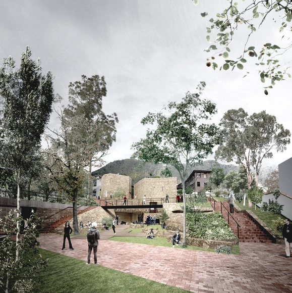 Santiago Ortega + Manuel Mendoza, finalistas del nuevo edificio de prácticas musicales de Universidad de Los Andes - Otros Edificios, Jardín, Fachada