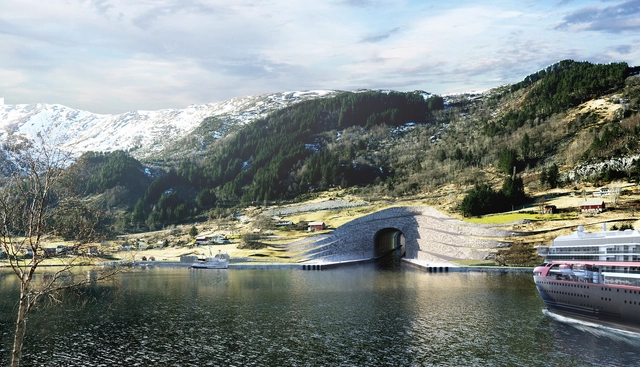 Snøhetta divulga imagens para o primeiro túnel de navios do mundo na Noruega - Imagem de Destaque