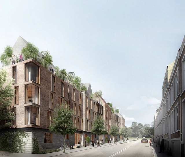 Proposta vencedora de WE Architecture combina espaços verdes com habitação social em Aarhus - Fachada