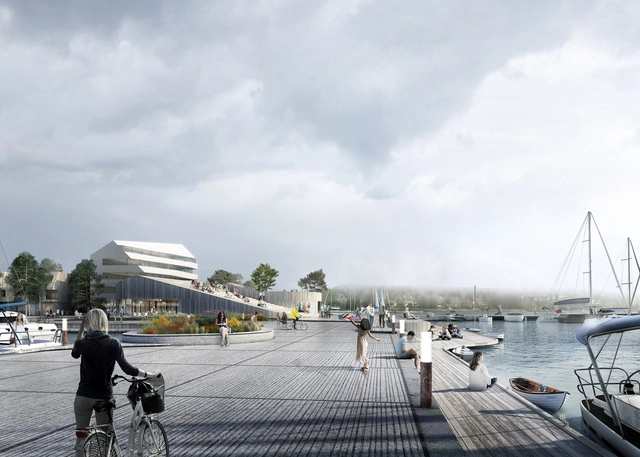 Proposta vencedora de Schauman & Nordgren Architects para revitalização de área portuária - Cais, Costa