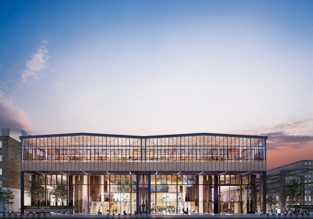 Construction Begins on Project to Transform Railway Hangar into a Mixed-Use Library in The Netherlands - Facade, Fence