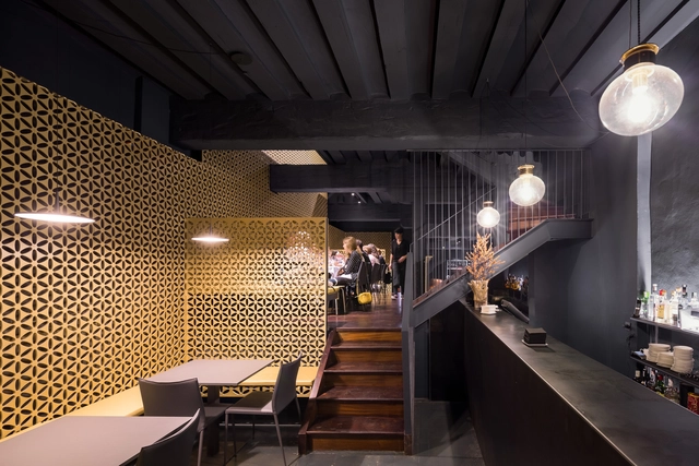 Restaurante Ábaco  / GVG Estudio - Restaurant, Escaleras, Fijación Vigas, Barandas, Mesas, Iluminación, Sillas