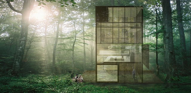 'Ten Stories’ House', el prototipo de RICA Studio para Experimenta Urbana - Casas, Puerta, Fachada, Bosque