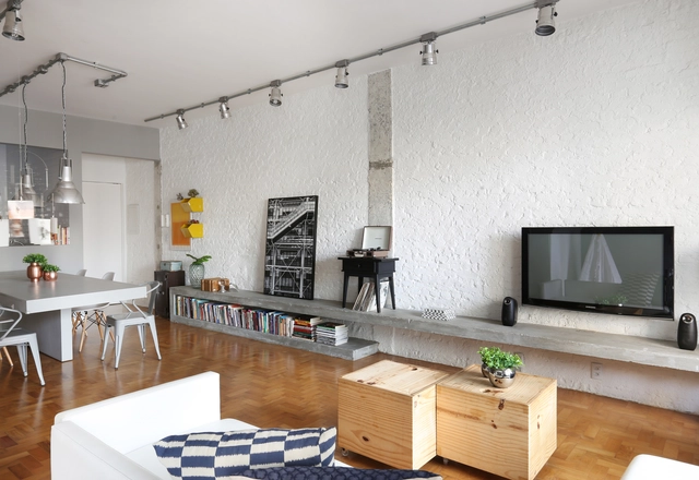 Apartamento Jardins / Breves Arquitetura - Design De Interiores, Cozinha, Viga, Mesa, Bancada, Cadeira