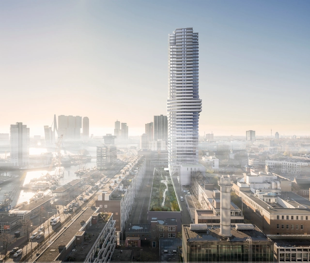 Rotterdam's Skyline to Reach New Heights with 150 Meter Residential Tower - Apartments, Facade, Cityscape