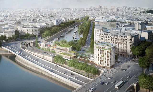 SO-IL + laisné roussel Win Competition for Innovative Riverfront Development in Paris - Facade, Arch, Cityscape