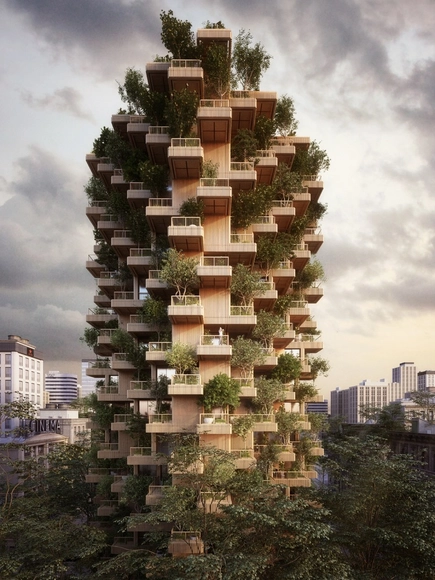 Penda Designs Modular Timber Tower Inspired by Habitat 67 for Toronto  - Featured Image