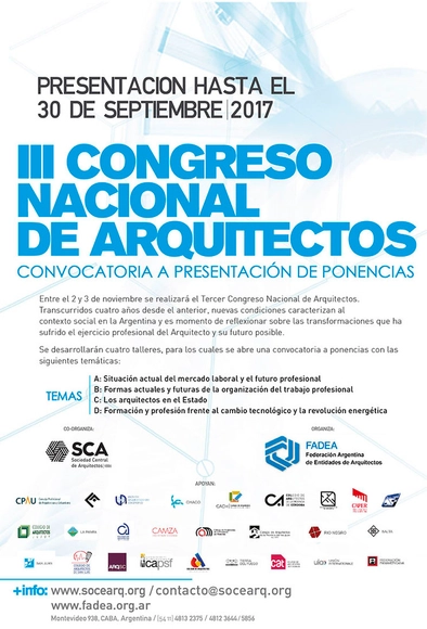 Convocatoria para participar del III Congreso Nacional de Arquitectos en Argentina - Imagen Principal