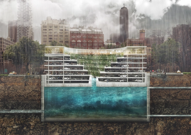 Projeto propõe solução para inundações, estacionamentos e áreas verdes em uma única estrutura -  Sustentabilidade E Design Ecológico