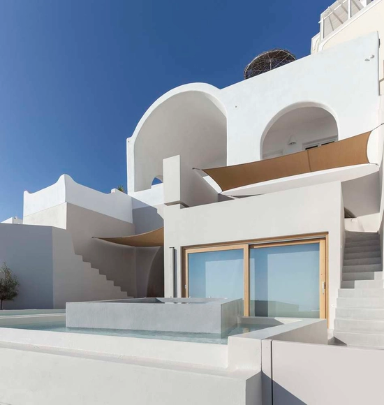 Two Holiday Houses in Firostefani / Kapsimalis Architects - Houses, Facade, Arch