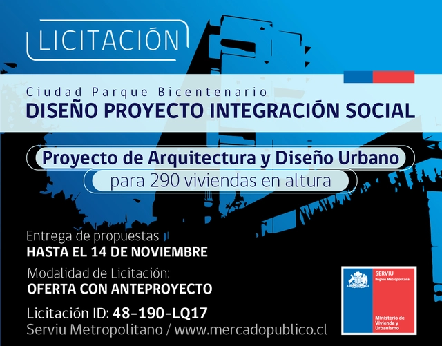 Abren licitación para diseñar proyecto de integración social en la Ciudad Parque Bicentenario en Chile - Imagen Principal