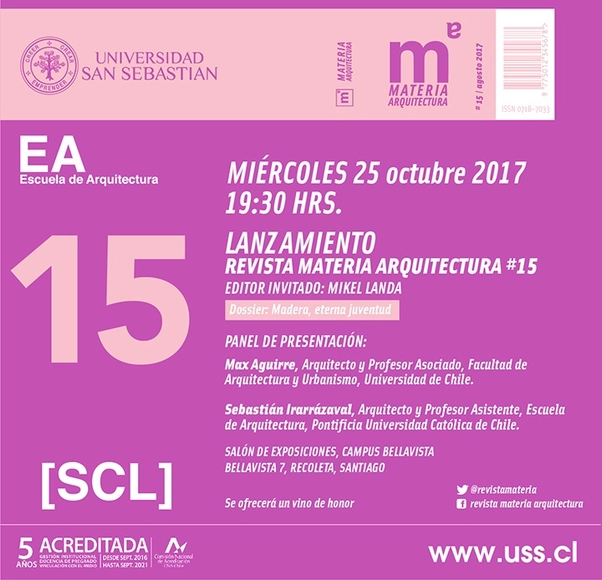 Lanzamiento Revista Materia Arquitectura #15 - Imagen Principal