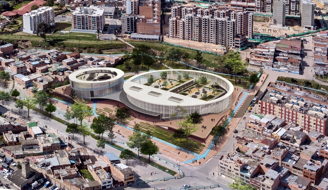 Espacio Colectivo Arquitectos, tercer lugar en diseño del Colegio Argelia II y Centro de la Bici - Escuela Primaria, Fachada, Urbano