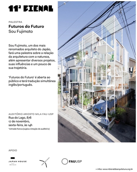 Futuros do Futuro - Palestra de Sou Fujimoto na 11ª Bienal de Arquitetura de São Paulo - Imagem de Destaque