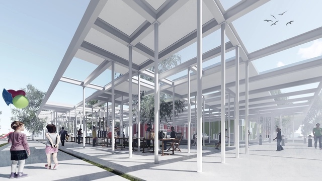 GEN SOCIAL, primer premio del 10° Concurso Alacero: Etapa local Argentina 2017 - Fachada, Fijación Vigas