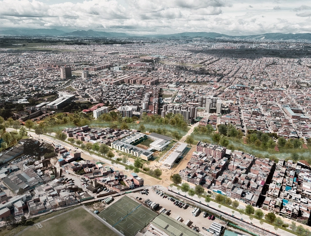 David Delgado Arquitectos, primer lugar en diseño del Colegio Argelia II y Centro de la Bici - Escuela Secundaria, Urbano