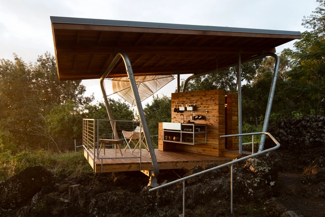 Outside House / FLOAT Architectural Research and Design - Houses, Deck, Beam, Table, Chair