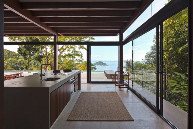 Tijucopava House / AMZ Arquitetos - Houses, Kitchen, Facade, Door, Beam, Balcony, Handrail, Table, Chair, Bench