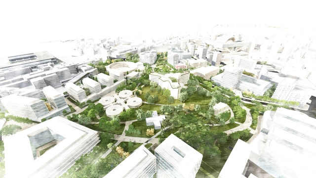 HUCAMP, el proyecto ganador que transformará el antiguo Hospital Central de Asturias en Oviedo - Plan Maestro, Jardín, Fachada, Urbano