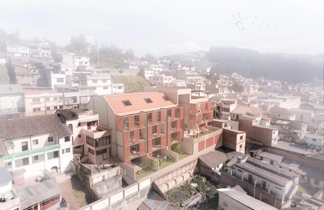 Jaramillo van Sluys Arquitectura + Urbanismo gana concurso para diseñar proyecto residencial en Quito - Vivienda Colectiva, Fachada, Urbano