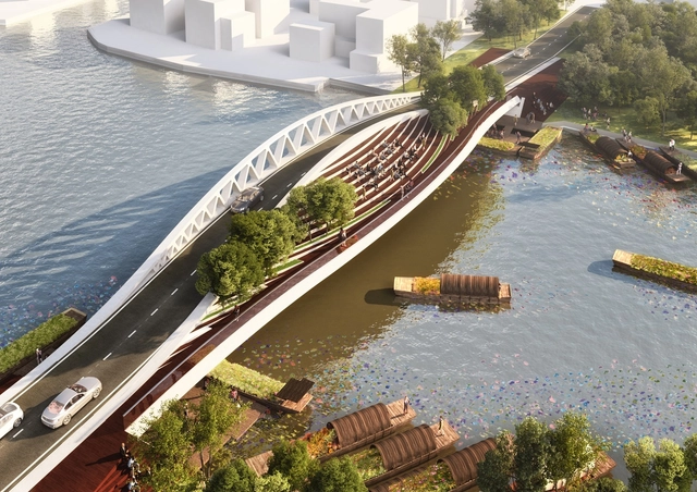 MVRDV divulga projeto de uma ponte com 80 metros de comprimento em Xangai - Transporte