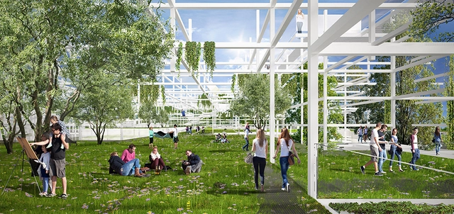 Proposta para o novo Centro de Ciências de Cracóvia apresenta fachada com jardins escalonados - Imagem de Destaque