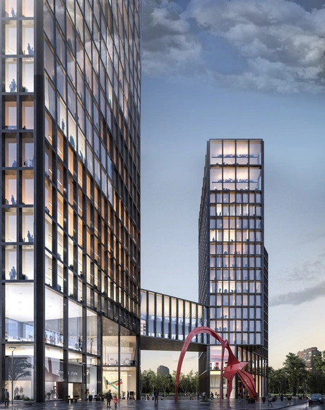  Prieto Schaffer Arquitectos + OAB finalistas del concurso Puerta Las Condes con 'Edificio Plaza Manquehue' - Residencial, Fachada, Urbano