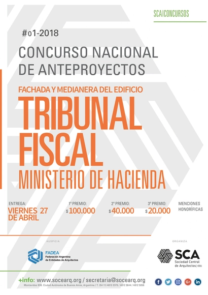 Concurso Fachada y Medianera del Edificio Tribunal Fiscal del Ministerio de Hacienda de la Nación / Argentina - Imagen Principal