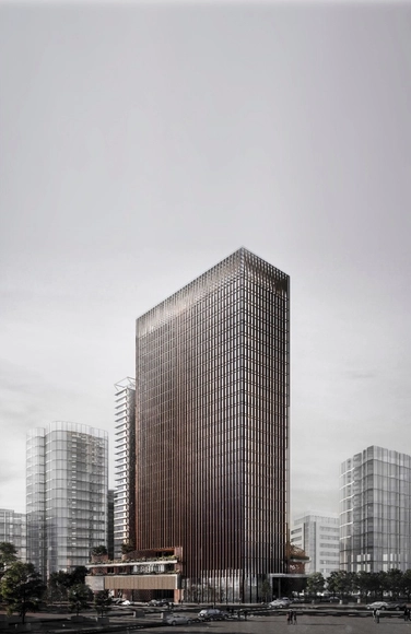  Propuesta de Cristián Fernández Arquitectos para el concurso Puerta Las Condes - Residencial, Fachada, Urbano