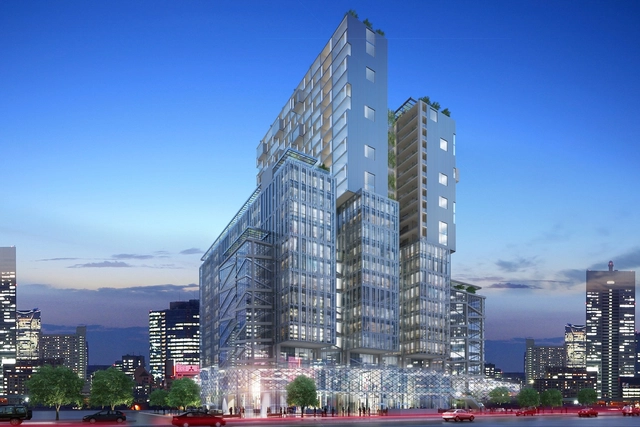 "Edificio Crucero" propuesta de Sabbagh Arquitectos para el Concurso Puerta Las Condes - Residencial, Fachada, Iluminación, Urbano