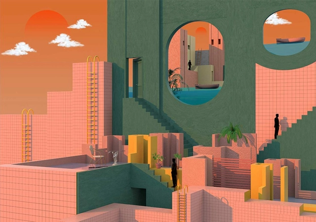 Tishk Barzanji's Illustrations Envision Complex Universes Inspired By Surrealism And Modern Architecture - Featured Image