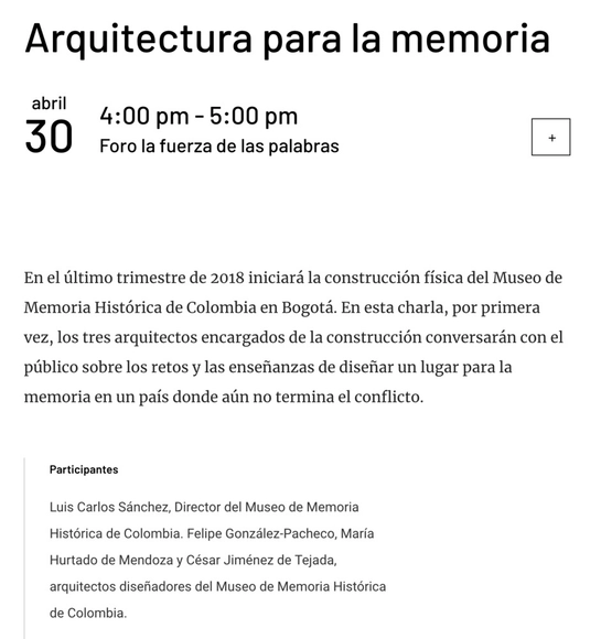 Arquitectos del futuro Museo de Memoria Histórica de Colombia conversarán sobre los desafíos del proyecto - Imagen Principal