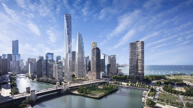SOM divulga primeiras imagens das torres que serão construídas sobre fundações de edifício de Calatrava em Chicago - Imagem de Destaque