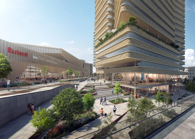 C.F. Møller Architects, Kristin Jarmund Architects e Rodeo Architects propõem novo complexo urbano no centro de Oslo - Imagem de Destaque
