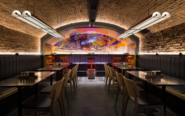 PUNKRAFT / ater.architects - Interior Photography, Adaptive Reuse, Beam, Arch, Table, Chair