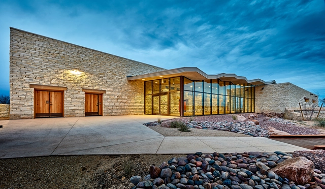 Pecos County Safety Rest Area / Richter Architects - Rest Area, Garden, Facade, Stairs, Lighting